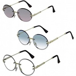 Oval Elegant Rimless Vintage Retro Oval Gold Clear Lens Fashion Diamond Cut Edge Fashion Sunglasses - C1197IKR263 $23.70