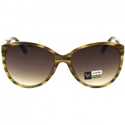 Square Womens Fashion Sunglasses Designer Style Square Chain Temple Design - Brown Stripe - CH18NU5G73Q $12.54