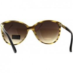 Square Womens Fashion Sunglasses Designer Style Square Chain Temple Design - Brown Stripe - CH18NU5G73Q $12.54