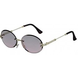 Oval Elegant Rimless Vintage Retro Oval Gold Clear Lens Fashion Diamond Cut Edge Fashion Sunglasses - C1197IKR263 $23.70
