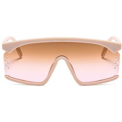 Square Designer Oversized Visor Shield Sunglasses unisex Brand Hood Goggles Big Flat Top Mask Sun Glasses - Brown&pink - CG18...