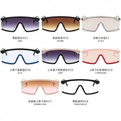 Square Designer Oversized Visor Shield Sunglasses unisex Brand Hood Goggles Big Flat Top Mask Sun Glasses - Brown&pink - CG18...