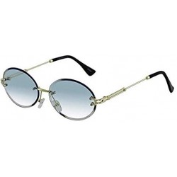 Oval Elegant Rimless Vintage Retro Oval Gold Clear Lens Fashion Diamond Cut Edge Fashion Sunglasses - C1197IKR263 $23.70