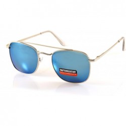 Square Minimalist Fighter Pilot Smoke Mirrored Square Sunglasses Spring Hinge A172 - Silver/ Blue Rv - C318DHX5MOH $10.62