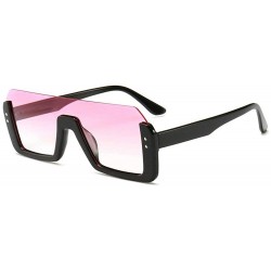 Goggle Ultra light New Rectangular Frame One-piece Lady Sunglasses Brand Designer Rivet Men Goggle - Pink - CM18X2Y94H8 $9.91