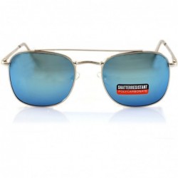 Square Minimalist Fighter Pilot Smoke Mirrored Square Sunglasses Spring Hinge A172 - Silver/ Blue Rv - C318DHX5MOH $10.62