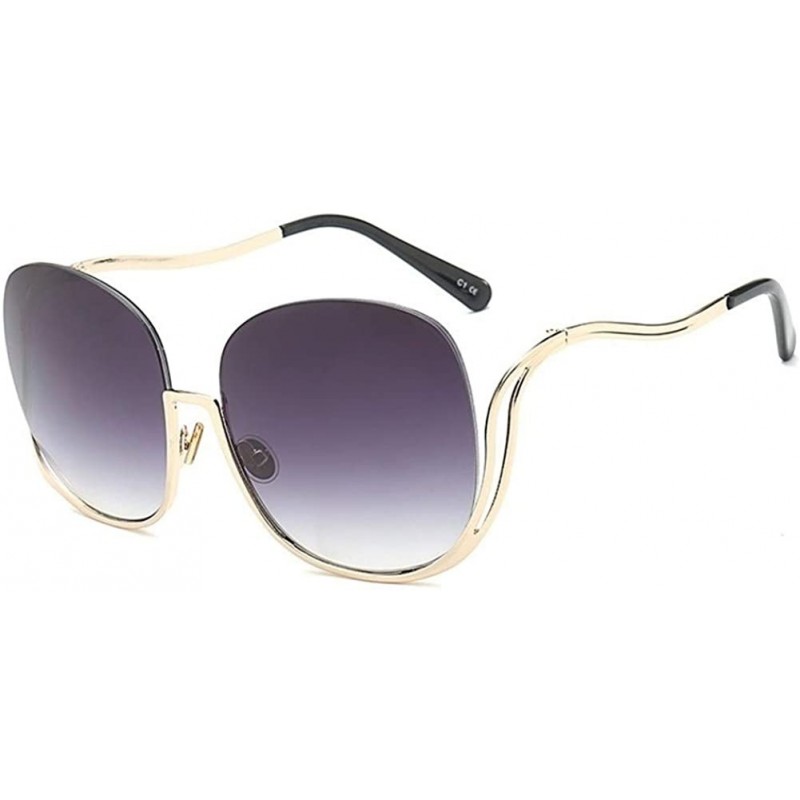 Oval Oval Rimless Sunglasses Women Fashion Retro Sun Glasses Female Metal Frame Gradient Oculos UV400 - C7198O5WSR4 $24.23