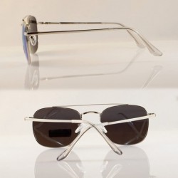 Square Minimalist Fighter Pilot Smoke Mirrored Square Sunglasses Spring Hinge A172 - Silver/ Blue Rv - C318DHX5MOH $10.62