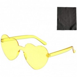 Rimless Women's Sunglasses Heart Shaped Rimless Sunglasses Transparent Candy Color Frameless Glasses Party Sunglasses - D - C...