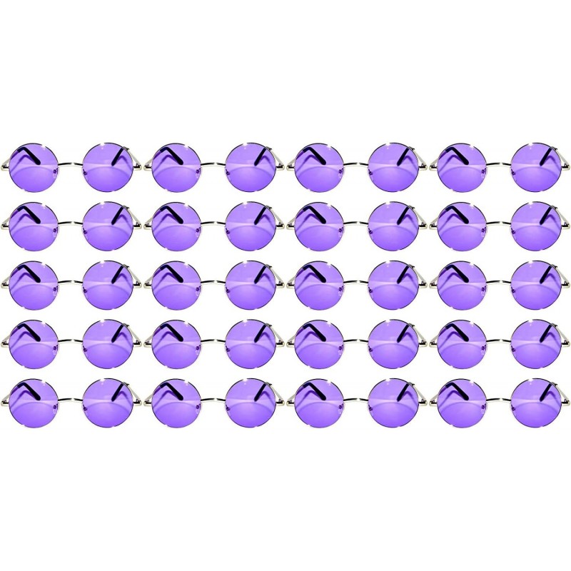 Round 20 Pieces Wholesale Lot Small Round Circle Sunglasses Bulk Party Mix Assotrted - Silver_frame_purple - CO18C435E8I $49.99