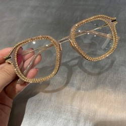 Sport Gold Rhinestone Cat Eye Sunglasses Women Er Shades Sun Glasses Men Vintage Metal Clear Eyewear UV400 Sunglass - CE199C9...