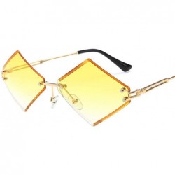 Rimless Women Rimless Polygon Sunglasses Brand Designer Vintage Sun Glasses Retro Gradient Lens Shades - Yellow - CV18M735R3H...