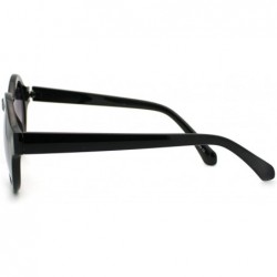 Round Unisex Round Keyhole Sunglasses Vintage Retro Circle Frame - Black - CV11S4XQTEX $9.53