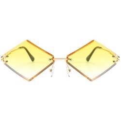 Rimless Women Rimless Polygon Sunglasses Brand Designer Vintage Sun Glasses Retro Gradient Lens Shades - Yellow - CV18M735R3H...