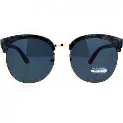 Oversized Womens Oversize Round Horn Half Rim Retro Designer Sunglasses - Black Pearl - C212ITP9SK7 $23.67