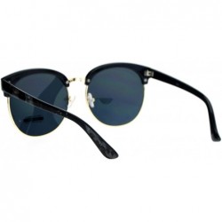 Oversized Womens Oversize Round Horn Half Rim Retro Designer Sunglasses - Black Pearl - C212ITP9SK7 $14.76