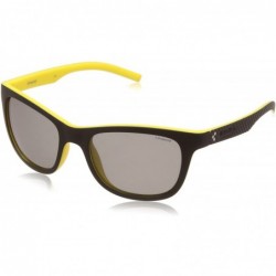 Rectangular Men's Pld7008/S Rectangular Sunglasses - Matte Black Yellow/Gray Polarized - CK12N1IV5AC $58.42