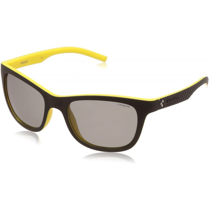 Rectangular Men's Pld7008/S Rectangular Sunglasses - Matte Black Yellow/Gray Polarized - CK12N1IV5AC $58.42