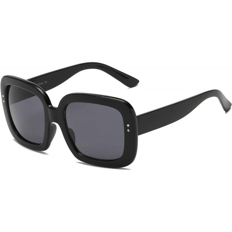 Square Women Retro Vintage Bold Square Oversized UV Protection Fashion Sunglasses - Black - C118IS5M32K $9.47