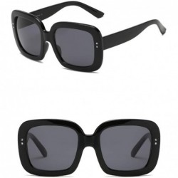 Square Women Retro Vintage Bold Square Oversized UV Protection Fashion Sunglasses - Black - C118IS5M32K $9.47