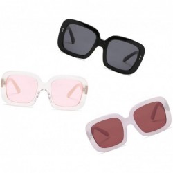 Square Women Retro Vintage Bold Square Oversized UV Protection Fashion Sunglasses - Black - C118IS5M32K $9.47