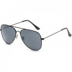 Wrap Classic Aviator Flat Lens Sunglasses For Women And Men Metal Frame - Black Frame/Grey Mirrored Lens - CD18R4O2QDR $17.55
