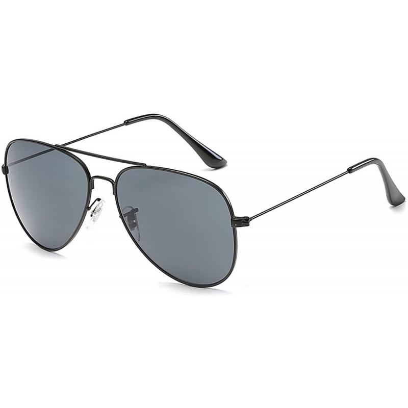 Wrap Classic Aviator Flat Lens Sunglasses For Women And Men Metal Frame - Black Frame/Grey Mirrored Lens - CD18R4O2QDR $10.45