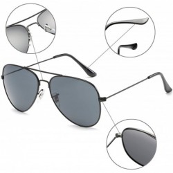 Wrap Classic Aviator Flat Lens Sunglasses For Women And Men Metal Frame - Black Frame/Grey Mirrored Lens - CD18R4O2QDR $10.45