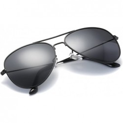 Wrap Classic Aviator Flat Lens Sunglasses For Women And Men Metal Frame - Black Frame/Grey Mirrored Lens - CD18R4O2QDR $10.45