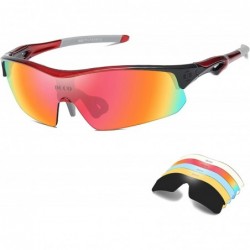 Sport Polarized Sunglasses Interchangeable Baseball - Red - CL18M96E5W6 $47.15