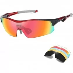 Sport Polarized Sunglasses Interchangeable Baseball - Red - CL18M96E5W6 $47.15