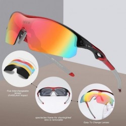 Sport Polarized Sunglasses Interchangeable Baseball - Red - CL18M96E5W6 $26.33