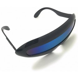 Sport Futuristic Cyclops Mirror Single Lens Oval Sunglasses - Black/Blue - C5180RQ9DL9 $11.32