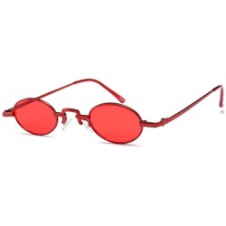 Rectangular Unisex Vintage Oval Glasses Small Metal Frames Sunglasses UV400 - Red - CL18N9AYG2Z $8.87