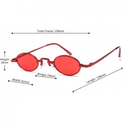 Rectangular Unisex Vintage Oval Glasses Small Metal Frames Sunglasses UV400 - Red - CL18N9AYG2Z $8.87