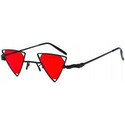 Shield Retro Metal Punk Triangle Frame Polarized UV400 Protection Sunglasses - Black and Red - CL18D6ONHHX $23.91