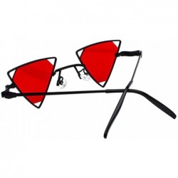 Shield Retro Metal Punk Triangle Frame Polarized UV400 Protection Sunglasses - Black and Red - CL18D6ONHHX $11.63