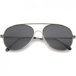 Semi-rimless Classic Brow Bar Semi-Rimless Lens Aviator Sunglasses 57mm - Silver / Smoke - CR12O0NOGNV $20.84