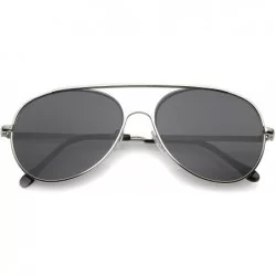 Semi-rimless Classic Brow Bar Semi-Rimless Lens Aviator Sunglasses 57mm - Silver / Smoke - CR12O0NOGNV $20.84
