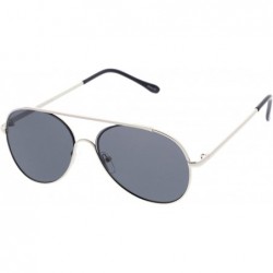 Semi-rimless Classic Brow Bar Semi-Rimless Lens Aviator Sunglasses 57mm - Silver / Smoke - CR12O0NOGNV $20.84