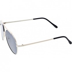 Semi-rimless Classic Brow Bar Semi-Rimless Lens Aviator Sunglasses 57mm - Silver / Smoke - CR12O0NOGNV $12.72