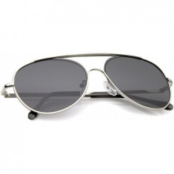 Semi-rimless Classic Brow Bar Semi-Rimless Lens Aviator Sunglasses 57mm - Silver / Smoke - CR12O0NOGNV $12.72