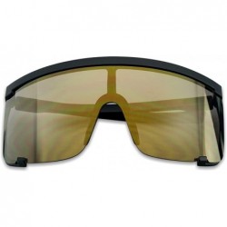 Shield Oversized 150mm Super Shield Mirrored Lens Sunglasses Retro Flat Top Matte Black Frame - CF18G2EULM6 $15.37