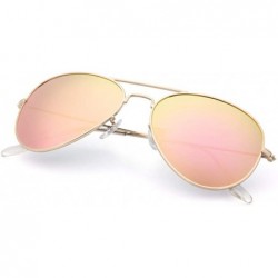 Aviator Pinglas Retro Sunglasses Women Polarized Blue Metal Frame Gradient Mirror Green - Brown - C318YZWLTW6 $15.95