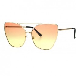 Cat Eye Womens Color Gardient Metal Rim Large Cat Eye Sunglasses - Gold Orange Yellow - CL1852NG4UK $10.88
