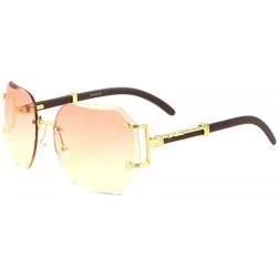 Square Socialite Womens Metal & Wood Sunglasses w/Oversized Square Lenses - Gold Metal & Dark Brown Wood Frame - C418R4I8YND ...