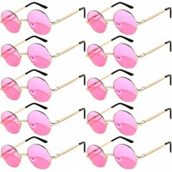 Oval 10 Pack Round Retro Vintage Circle Style Sunglasses Colored Small Metal Frame - 43_pink_10_pairs - C21853KR5MR $35.27