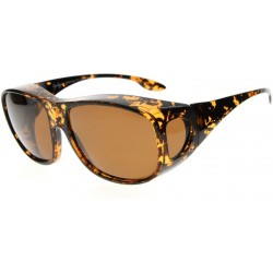 Sport Retro Style Large Lenses Polarized Fitover Sunglasses for Wear Over Glasses (Amber Tortoise/Brown Lenses) - CK184A0TSNC...
