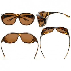 Sport Retro Style Large Lenses Polarized Fitover Sunglasses for Wear Over Glasses (Amber Tortoise/Brown Lenses) - CK184A0TSNC...
