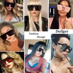 Oversized Oversized Square Sunglasses for Women Men Retro Shades Fashion Big Flat Top Mirror Rimless Lens - CT19634IWCA $13.36